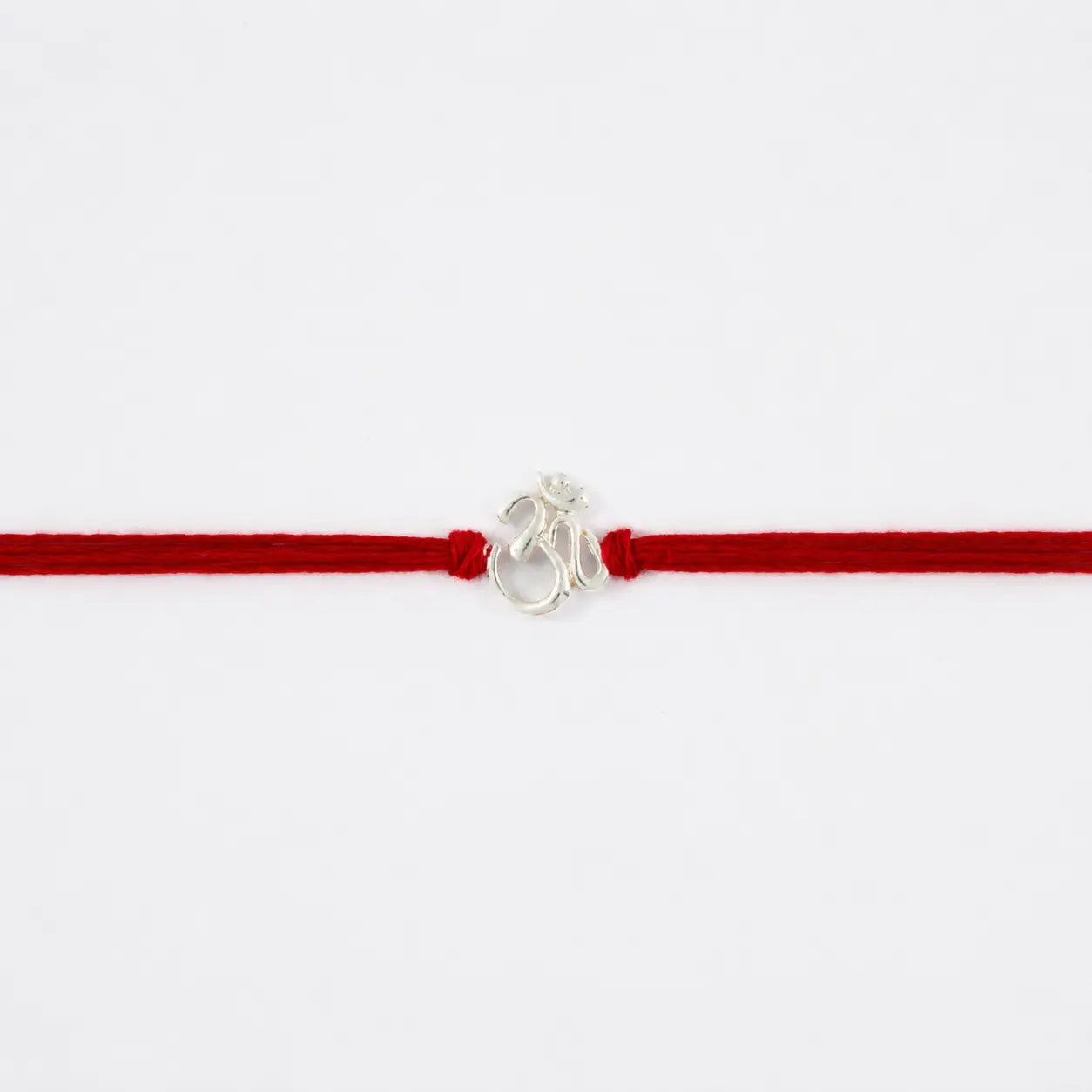 925 Sterling Silver Om Rakhi for Brother with Red Thread