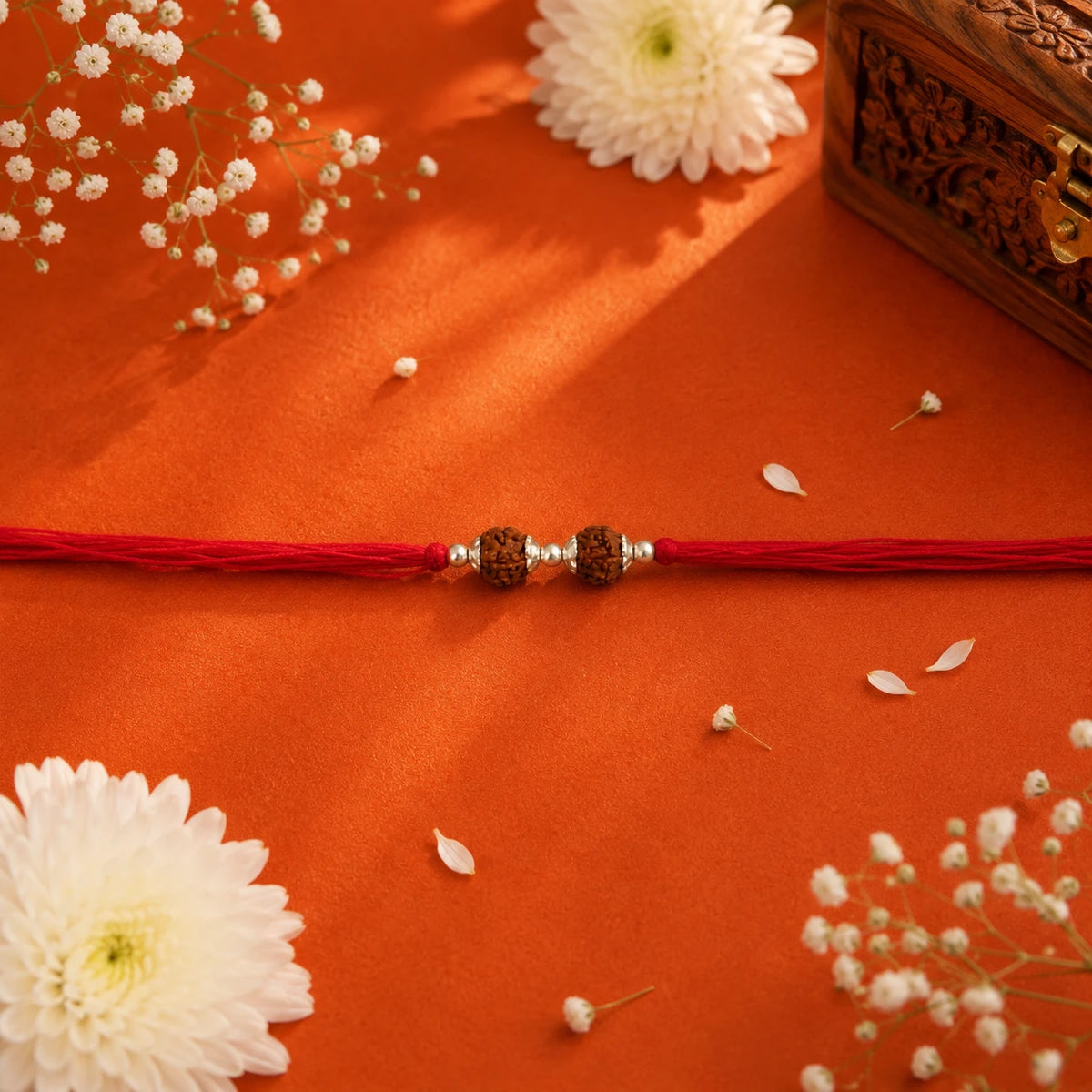 Silver Double Rudraksha Rakhi for Brother