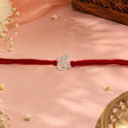 925 Sterling Silver Om Rakhi for Brother with Red Thread