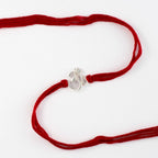 925 Sterling Silver Om Rakhi for Brother with Red Thread