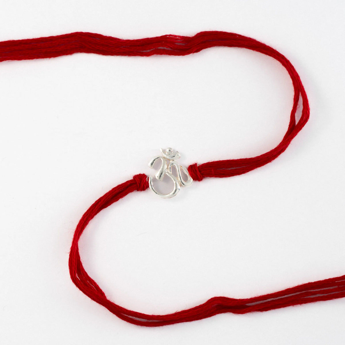 925 Sterling Silver Om Rakhi for Brother with Red Thread