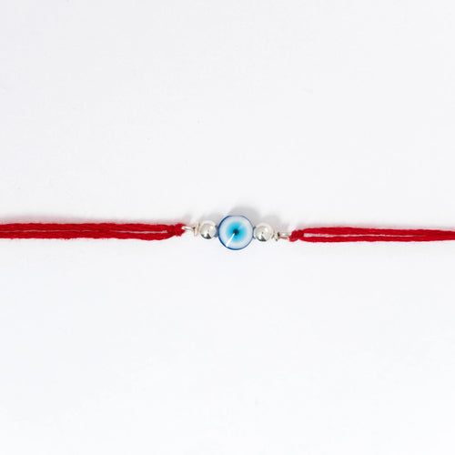 925 Sterling Silver Round Evil Eye Rakhi for Brother