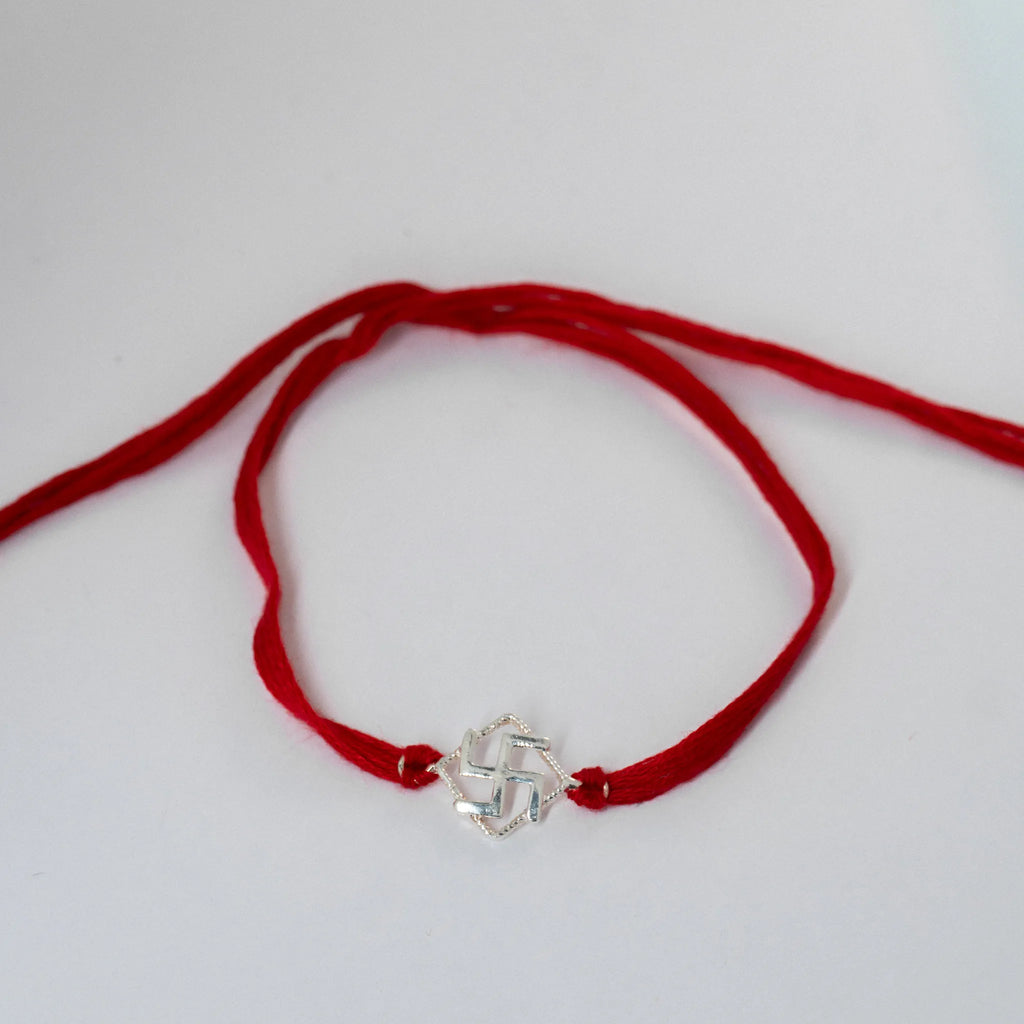 925 Sterling Silver Classic Swastik Rakhi for Brother