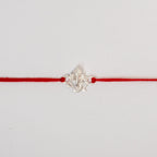 925 Sterling Silver Lord Ganesha Rakhi for Brother with Red Thread