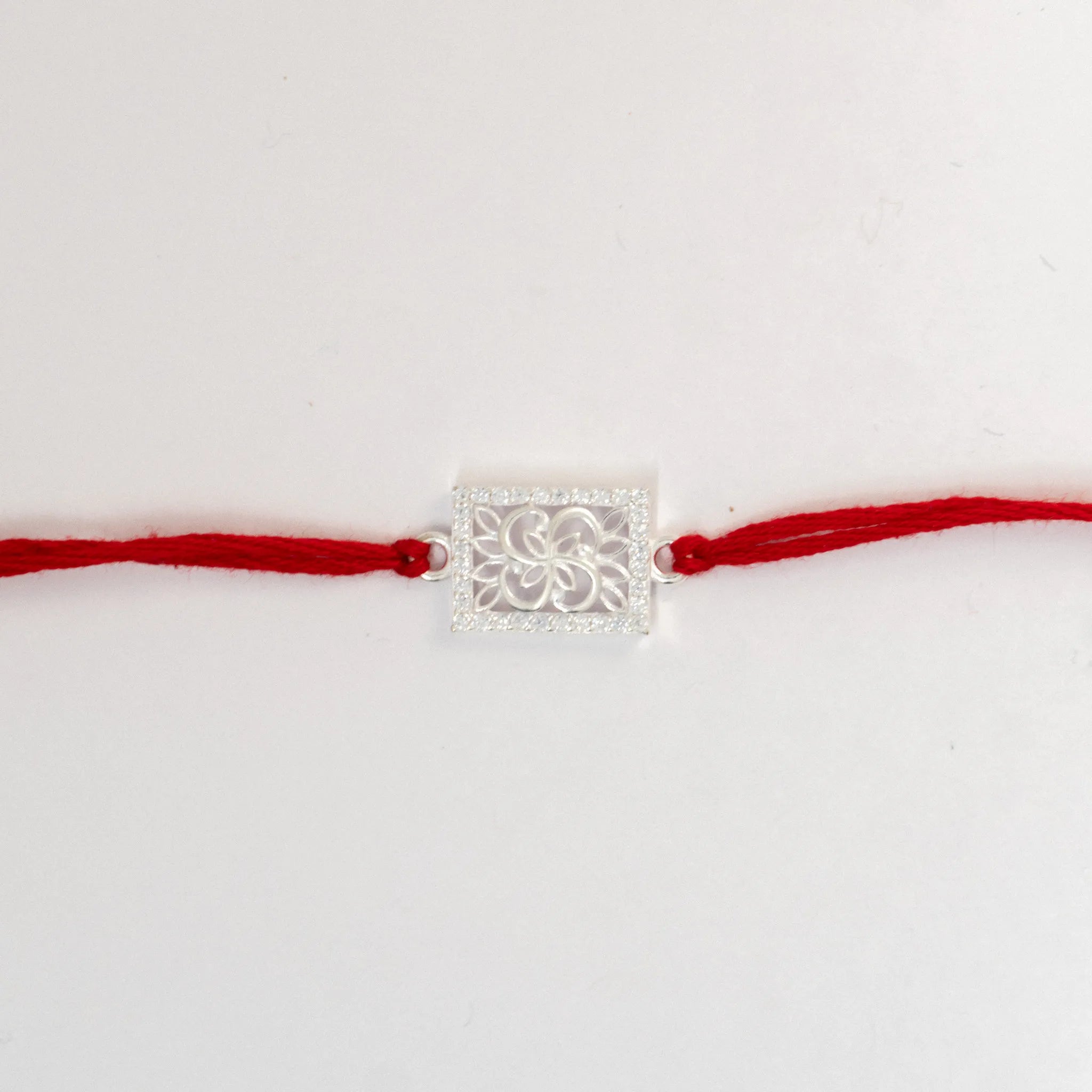925 Sterling Silver Floral Square Rakhi for Brother