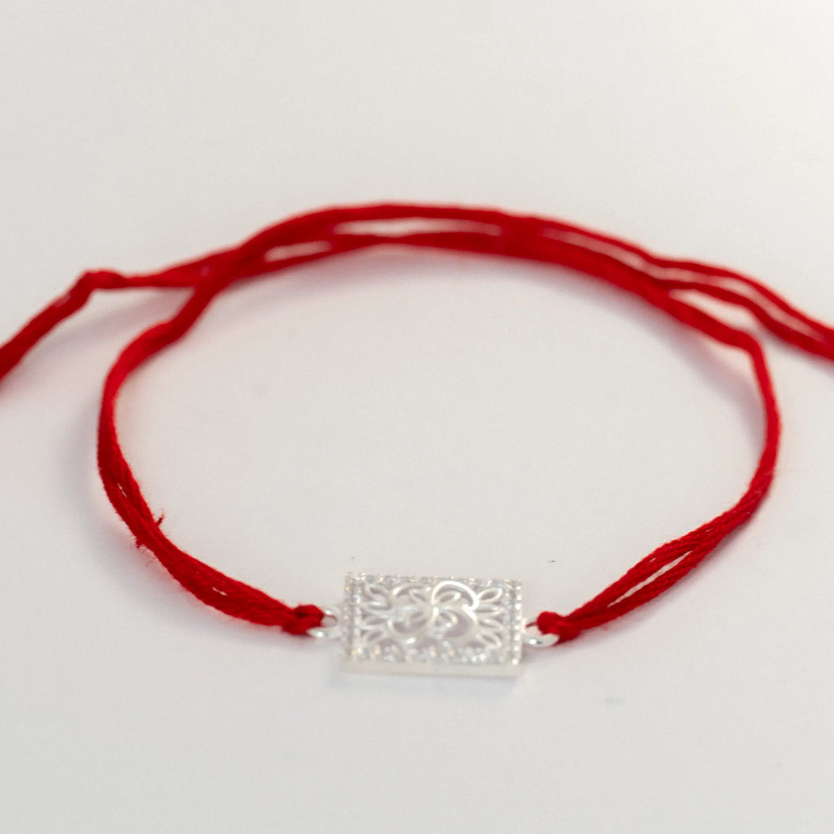 925 Sterling Silver Floral Square Rakhi for Brother
