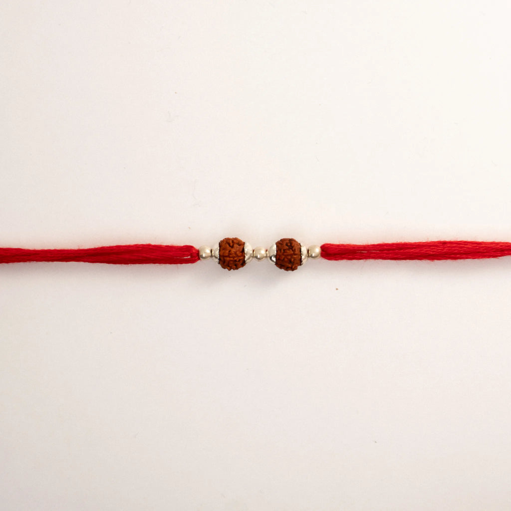 Silver Double Rudraksha Rakhi for Brother