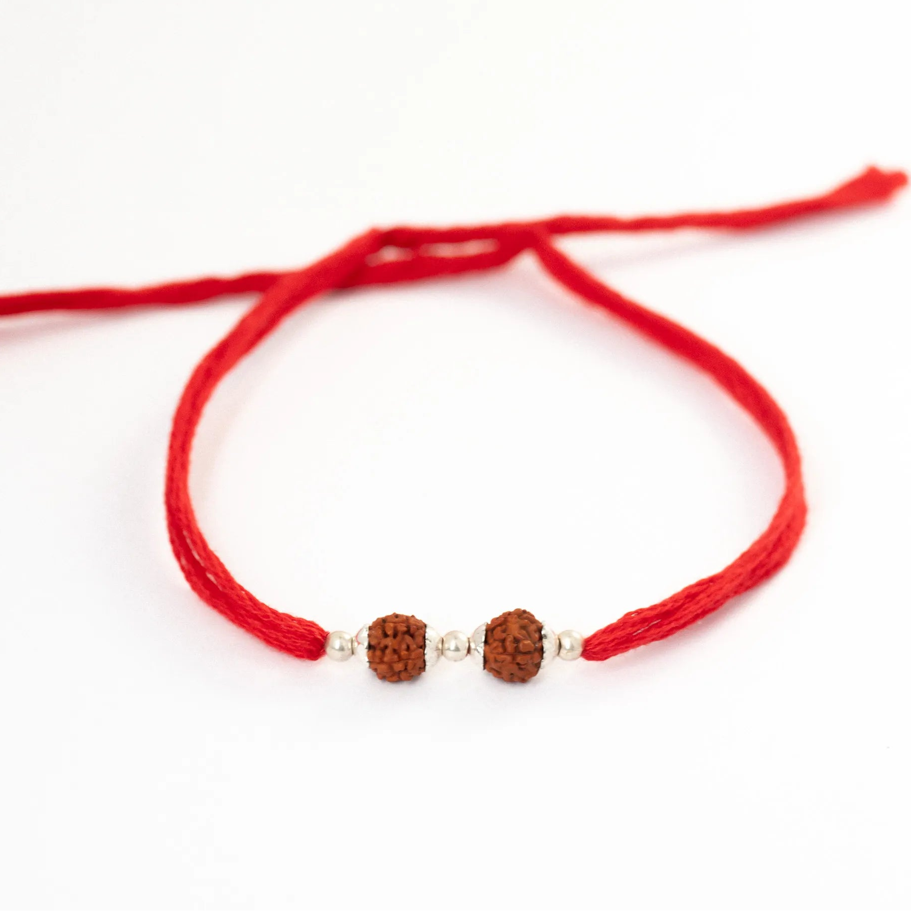Silver Double Rudraksha Rakhi for Brother