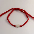 925 Sterling Silver Om Surya Rakhi for Brother with Red Thread