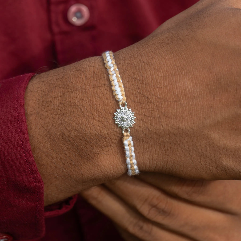 Silver Smily Surya Rakhi for Brother