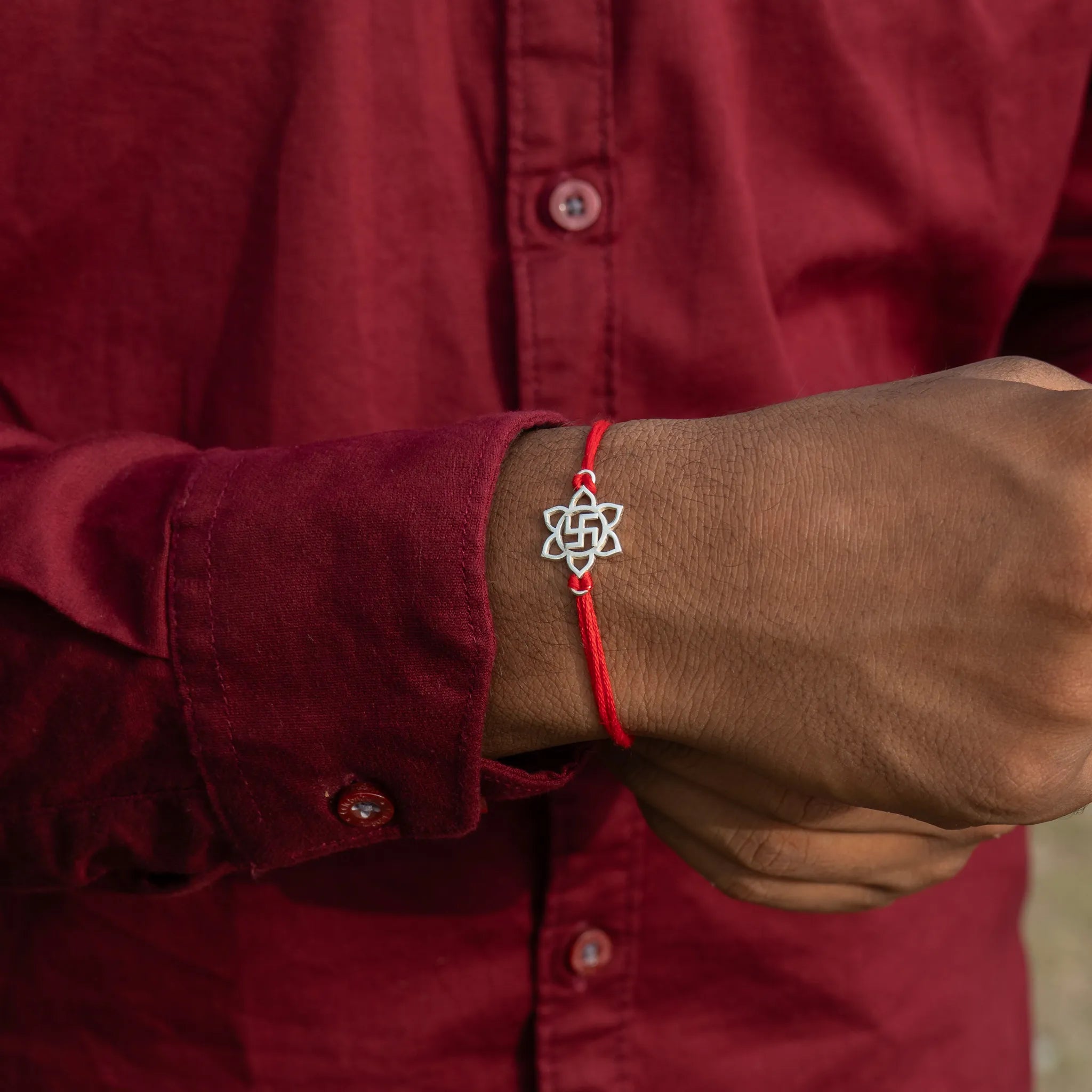 925 Silver Swastik Rakhi For Brother