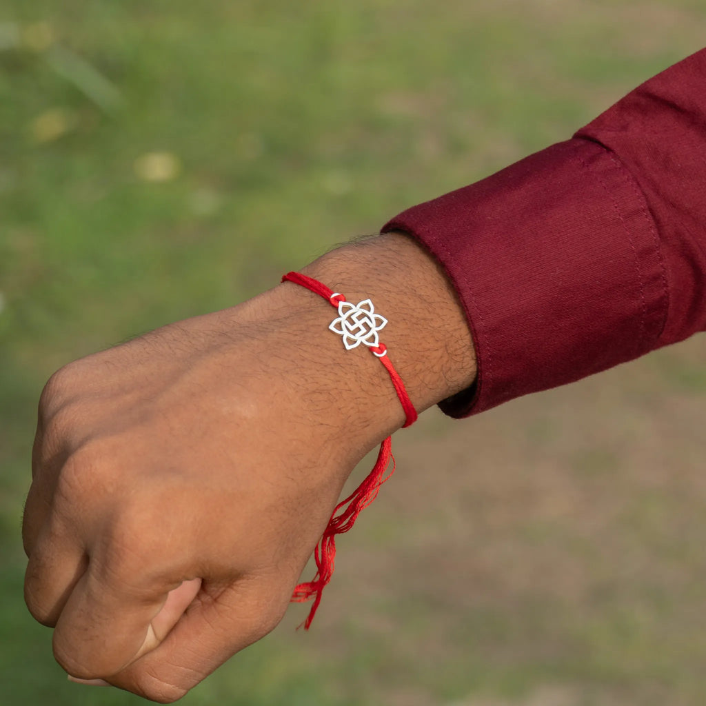 925 Silver Swastik Rakhi For Brother