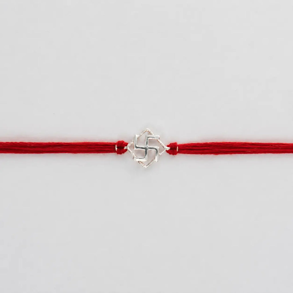925 Sterling Silver Swastik Rakhi for Brother