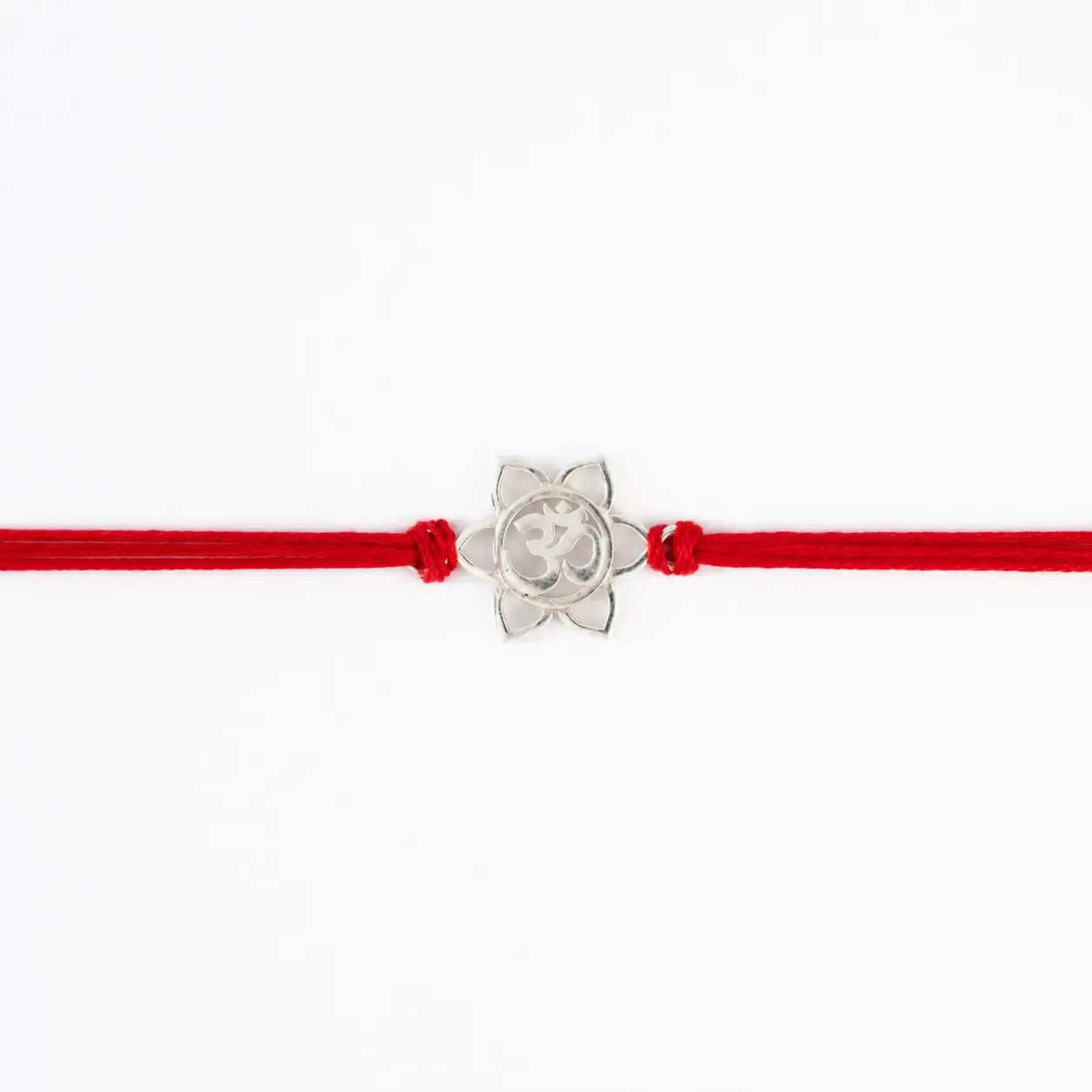 925 Sterling Silver Lotus Om Rakhi for Brother with Red Thread | Pure Silver Rakhi