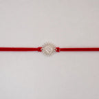 925 Sterling Silver Om Surya Rakhi for Brother with Red Thread