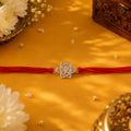 925 Sterling Silver Lotus Om Rakhi for Brother with Red Thread | Pure Silver Rakhi