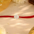 925 Sterling Silver BRO Rakhi with Sparkling Stones and Red Thread - Shree Krishna Jewellers