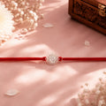 925 Sterling Silver Om Surya Rakhi for Brother with Red Thread