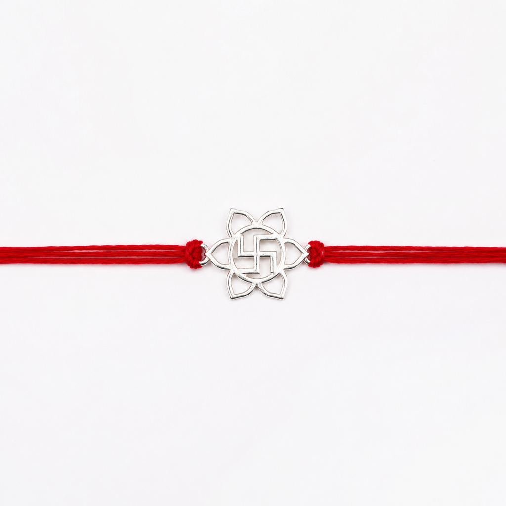 925 Sterling Silver Swastik Rakhi for Brother