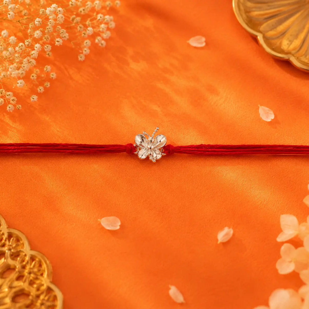 silver butterfly rakhi for brother